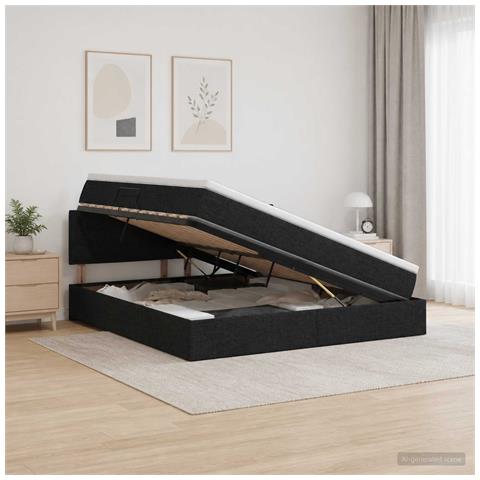 Letto con contenitore e materasso Nero 180 x 200 cm Velluto - Foto 2