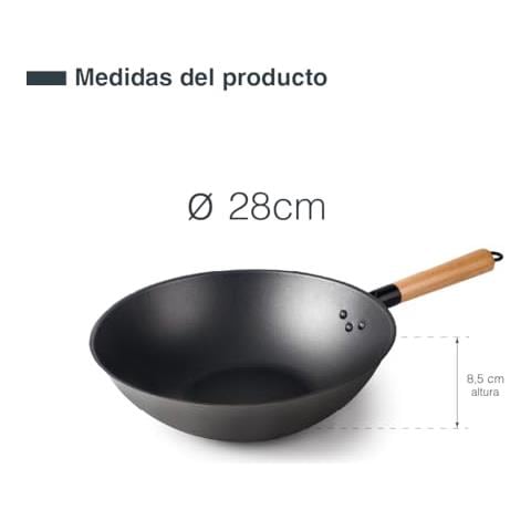 66128 - Wok rustico, wok in ferro 100% naturale con rivestimento antiaderente a tre strati - Foto 2