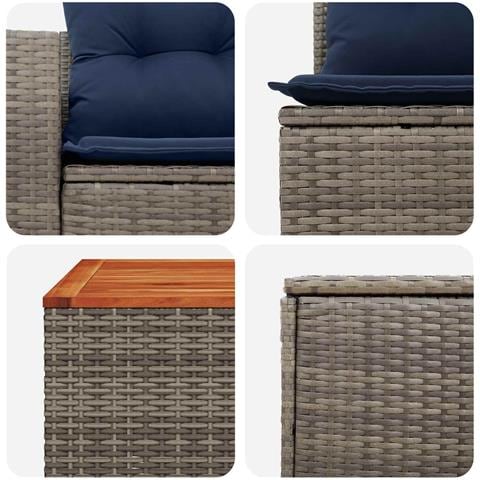 Set di divani 8 pz Grigio e Blu Navy Rattan sintetico e Acciaio - Foto 10