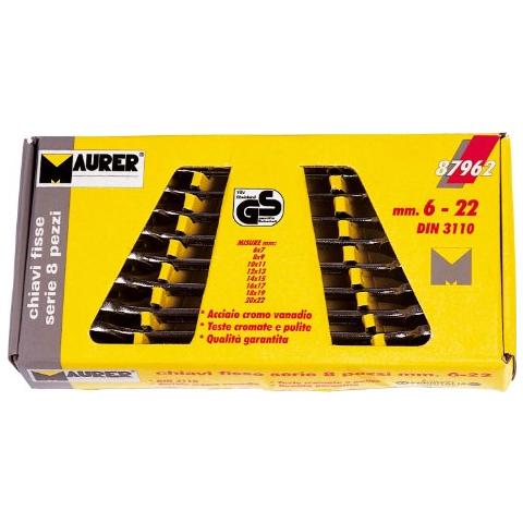 Chiavi a forchetta doppie fisse serie da 6 a 22 mm 8 pezzi - Foto 2