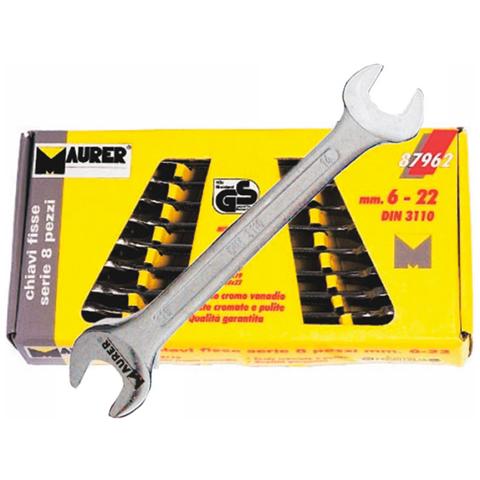 Chiavi a forchetta doppie fisse serie da 6 a 22 mm 8 pezzi - Foto 1