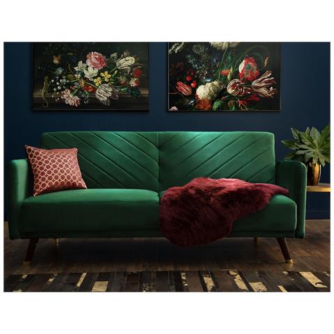 Divano Letto A 3 Posti In Tessuto Vellutato Verde Senja - Foto 15