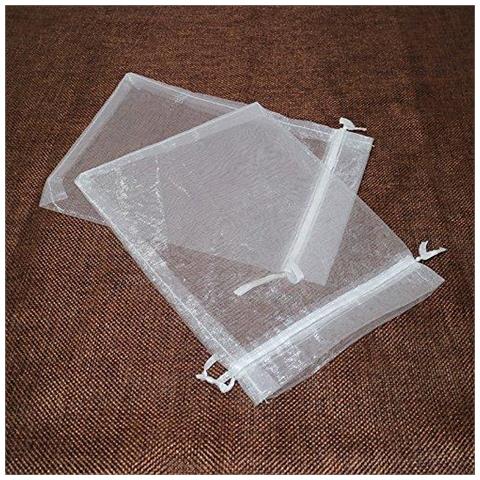 Grandi Organza Bags 13x18 Cm (5 X 7) Sacchetti Gioielli 100 Pcs Borse Coulisse Organza Regalo E Sacchetti Di Caramelle Di Favori Festa Di Nozze (bianco)  - Foto 4