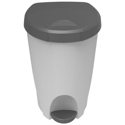 Pattumiera Stepy 70 L - Pedale - Con Ruote E Cuscinetti Antiscivolo - 41 X 51 X 63 Cm - Grigio - Plastica - Foto 1