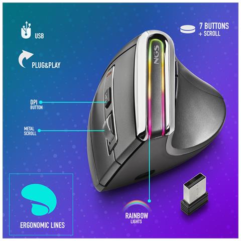 Mouse Karma Evo Ottico 5 Tasti 3200 DPI Colore Nero - Foto 2