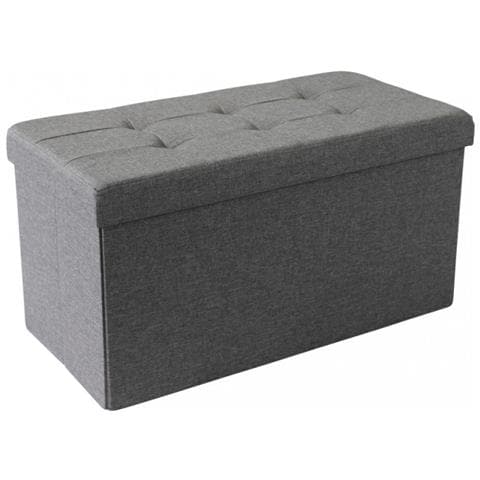 Pouf Contenitore Rettangolare In Stoffa Grigio - Foto 1