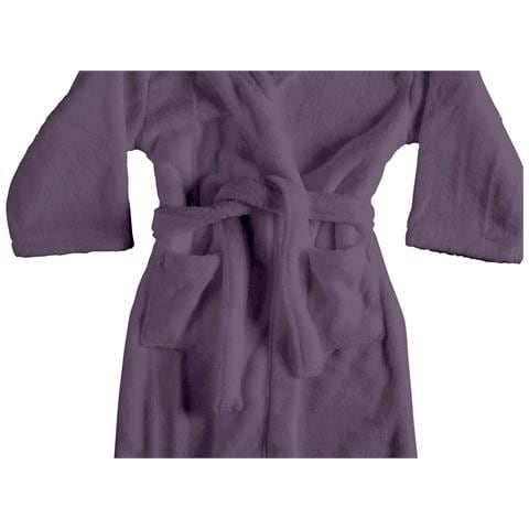 Accappatoio Con Cappuccio In Morbida Spugna Mod. Sophie Tinta Unita Vari Colori L Prugna - Foto 2