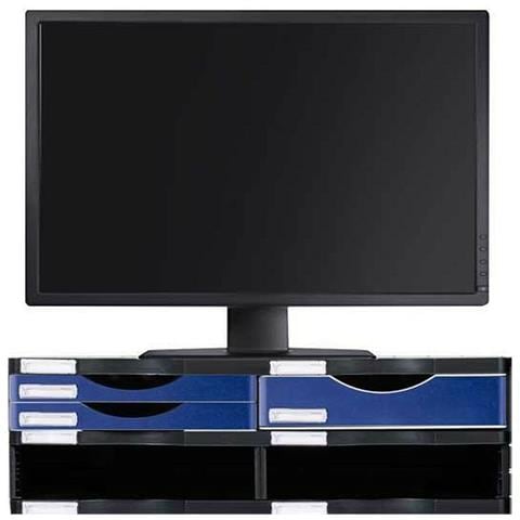 Supporto Da Tavolo Per Schermo Polistirene 36 X 60 X 16,5 Cm Nero Azzurro - Foto 1