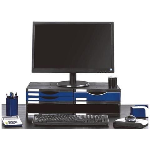Supporto Da Tavolo Per Schermo Polistirene 36 X 60 X 16,5 Cm Nero Azzurro - Foto 3