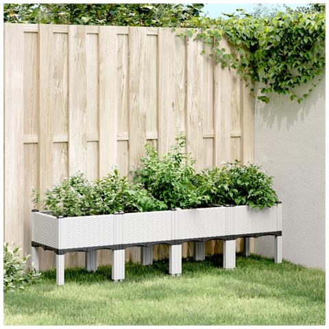 Fioriera Da Giardino Con Gambe Bianco 160x40x42 Cm In Pp - Foto 1