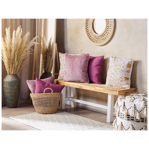 Set Di 2 Cuscini Romneya Velluto 45 X 45 Cm Rosa Trama Floreale - Foto 1