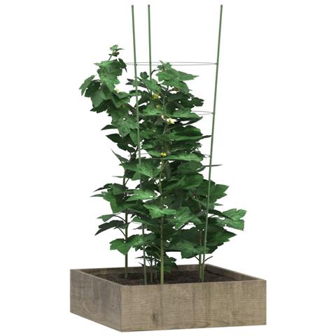 Supporti Piante Da Giardino Con 4 Anelli 5pz Verde 90cm Acciaio - Foto 3