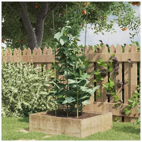 Supporti Piante Da Giardino Con 4 Anelli 5pz Verde 90cm Acciaio - Foto 1
