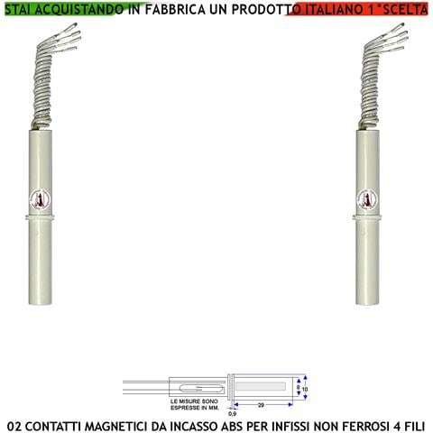 Sensore Magnetico Da Incasso 2 Sensori Magnetici 8 Mm Reed Uscita Nc Collegamento 4 Fili Tensione Transito Max 100 V 1 - Foto 1