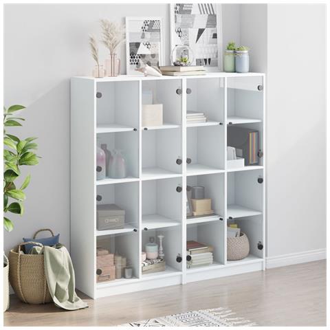 Libreria Con Ante Bianca 136x37x142 Cm In Legno Multistrato - Foto 2