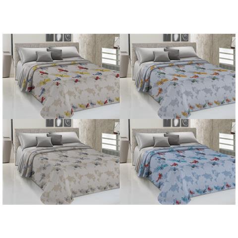 Copriletto Piquet Primavera Estate 100% Cotone Disegno Aerei Matrimoniale Multicolore - Foto 2