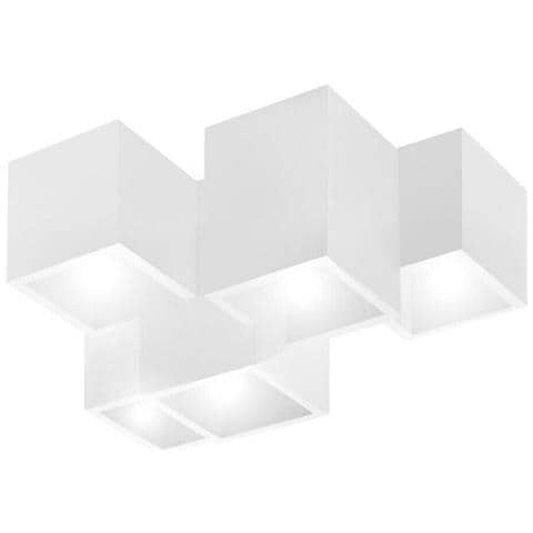 Lampadario Da Soffitto Cubo In Gesso Verniciabile Supporto Faretto Gu10 X 5 - Foto 1