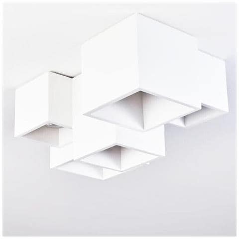 Lampadario Da Soffitto Cubo In Gesso Verniciabile Supporto Faretto Gu10 X 5 - Foto 2