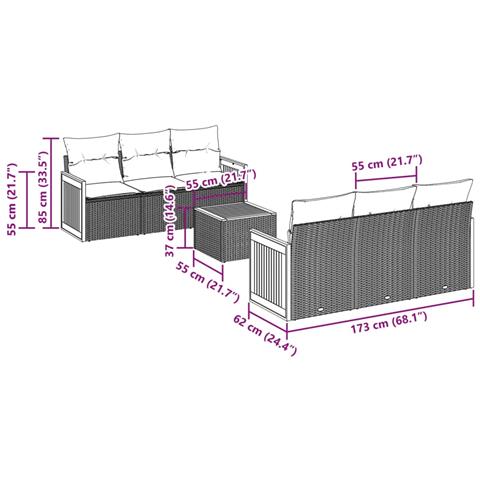 Set Divani da Giardino con Cuscini 7pz Nero Polyrattan - Foto 2