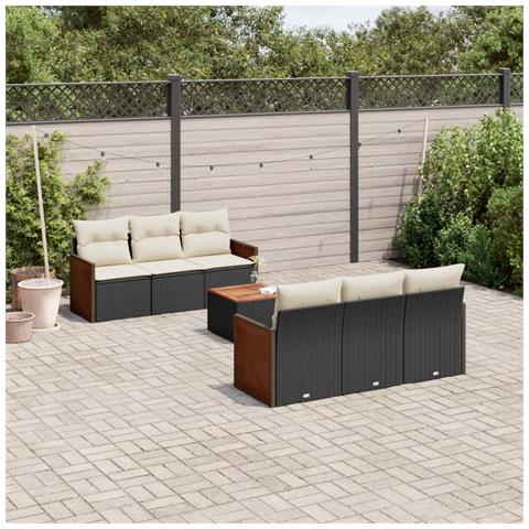 Set Divani da Giardino con Cuscini 7pz Nero Polyrattan - Foto 3