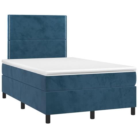 Letto A Molle Materasso E Led Blu Scuro 120x190 Cm In Velluto - Foto 3