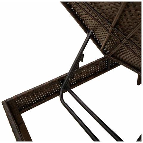 Lettino Prendisole con Cuscino Marrone 55x200x44 cm Polyrattan - Foto 2