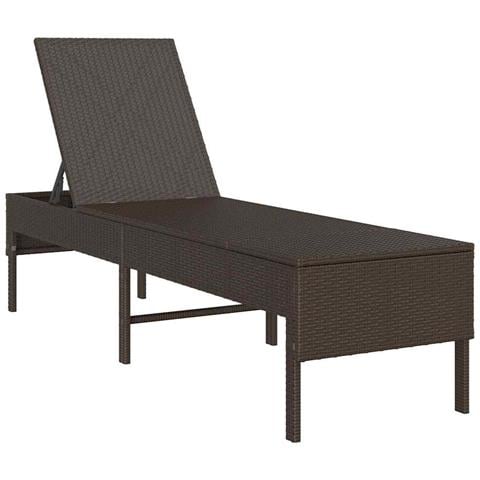 Lettino Prendisole con Cuscino Marrone 55x200x44 cm Polyrattan - Foto 9