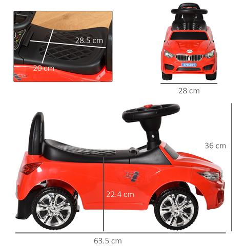 Macchinina per Bambini Cavalcabile con Volante, Fari e Musiche, Età 18-36 Mesi, Rosso - Foto 2