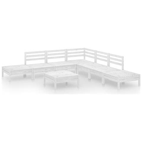Set Salotto Da Giardino 8 Pz In Legno Massello Di Pino Bianco - Foto 2