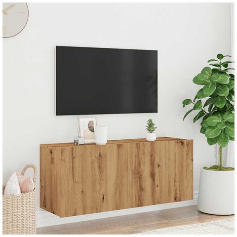 Mobile Tv A Parete Rovere Artigianale 100x30x41 Cm - Foto 3