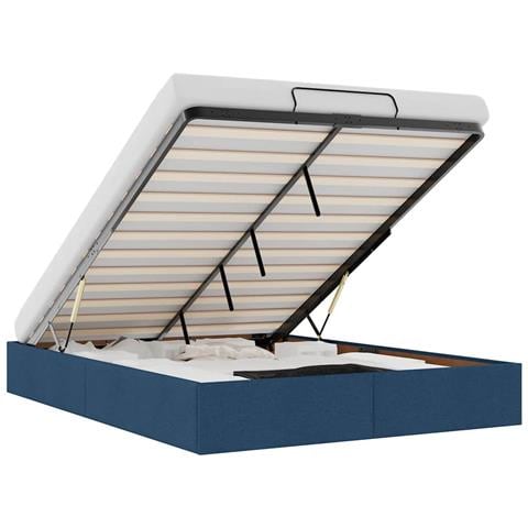 Struttura Letto Pouf Senza Materasso Blu 140x200cm In Tessuto - Foto 2