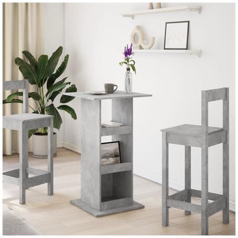 Tavolo Bar Portaoggetti Grigio Cemento 60x60x102 Cm Multistrato - Foto 3
