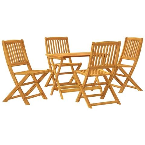 Set Pranzo Da Giardino Pieghevole 5pz Legno Massello Di Acacia - Foto 2