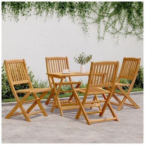 Set Pranzo Da Giardino Pieghevole 5pz Legno Massello Di Acacia - Foto 1