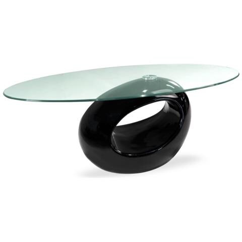 Tavolino Miranda Con Piano In Vetro E Struttura Nero Lucido - Foto 1