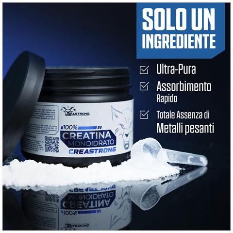 Creatina Monoidrata 3000mg Creastrong Vegan Pura, Creatina In Polvere Senza Additivi, Pre, Intra, Post Workout - Foto 4