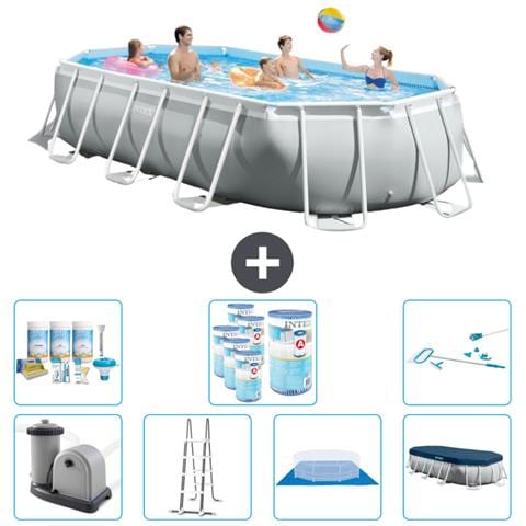 Piscina Fuori Terra - Ovale - 503x274x122 Cm - Grigio - Include Accessori Coordinati Cb46 - Foto 1