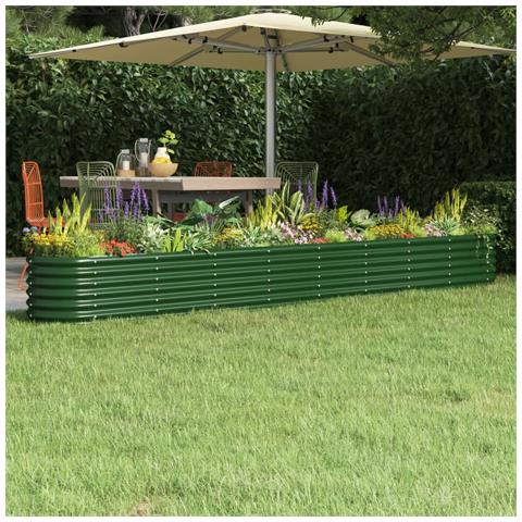 Letto Giardino Acciaio Verniciato A Polvere 332x40x36 Cm Verde - Foto 6