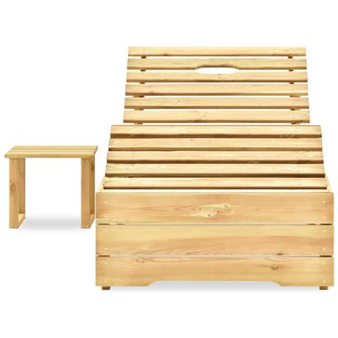 Lettino Prendisole E Tavolino In Legno Di Pino Impregnato - Foto 1