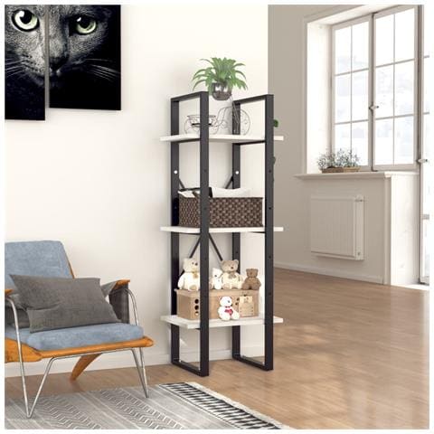 Libreria A 3 Ripiani Bianca 40x30x105 Cm In Legno Multistrato - Foto 2