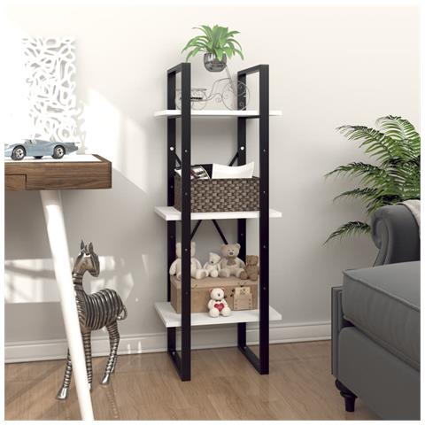 Libreria A 3 Ripiani Bianca 40x30x105 Cm In Legno Multistrato - Foto 8