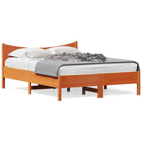 Lusso Casadino -  Letto Senza Materasso Marrone Cera 135x190 Cm In Legno Di Pino - Foto 1