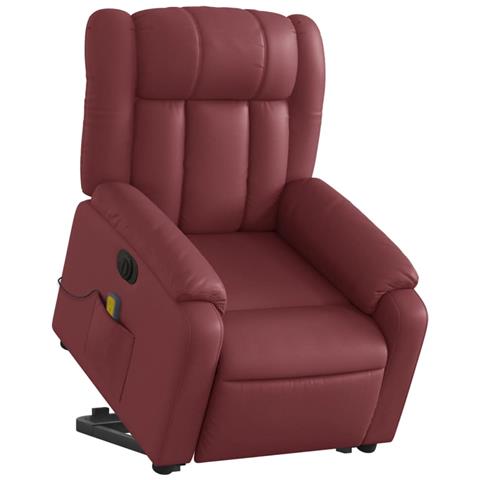 Lusso Casadino -  Poltrona Alzapersona Reclinabile Rosso Vino In Similpelle - Foto 2