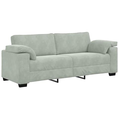 Divano a 3 Posti Grigio Chiaro 178 cm in Velluto - Foto 1