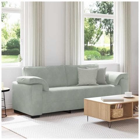 Divano a 3 Posti Grigio Chiaro 178 cm in Velluto - Foto 2