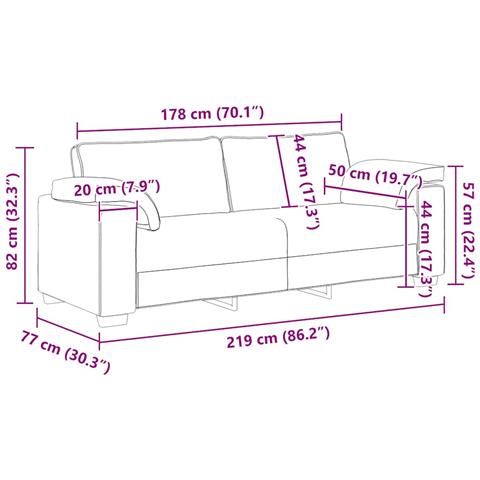 Divano a 3 Posti Grigio Chiaro 178 cm in Velluto - Foto 9