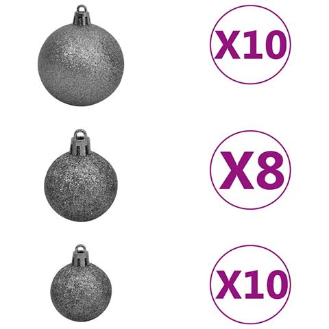 Albero Natale Artificiale Incernierato 300 LED e Palline 270 cm - Foto 9