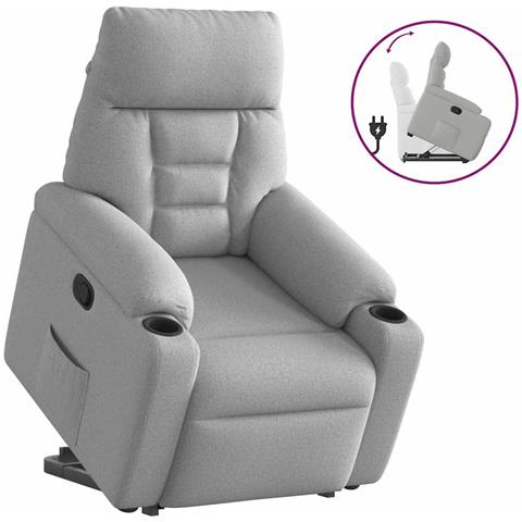 Poltrona Alzapersona Reclinabile Grigio Nuvola in Tessuto - Foto 1