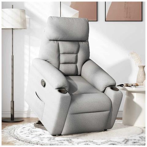 Poltrona Alzapersona Reclinabile Grigio Nuvola in Tessuto - Foto 2