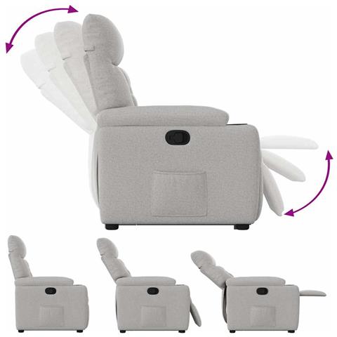 Poltrona Alzapersona Reclinabile Grigio Nuvola in Tessuto - Foto 9